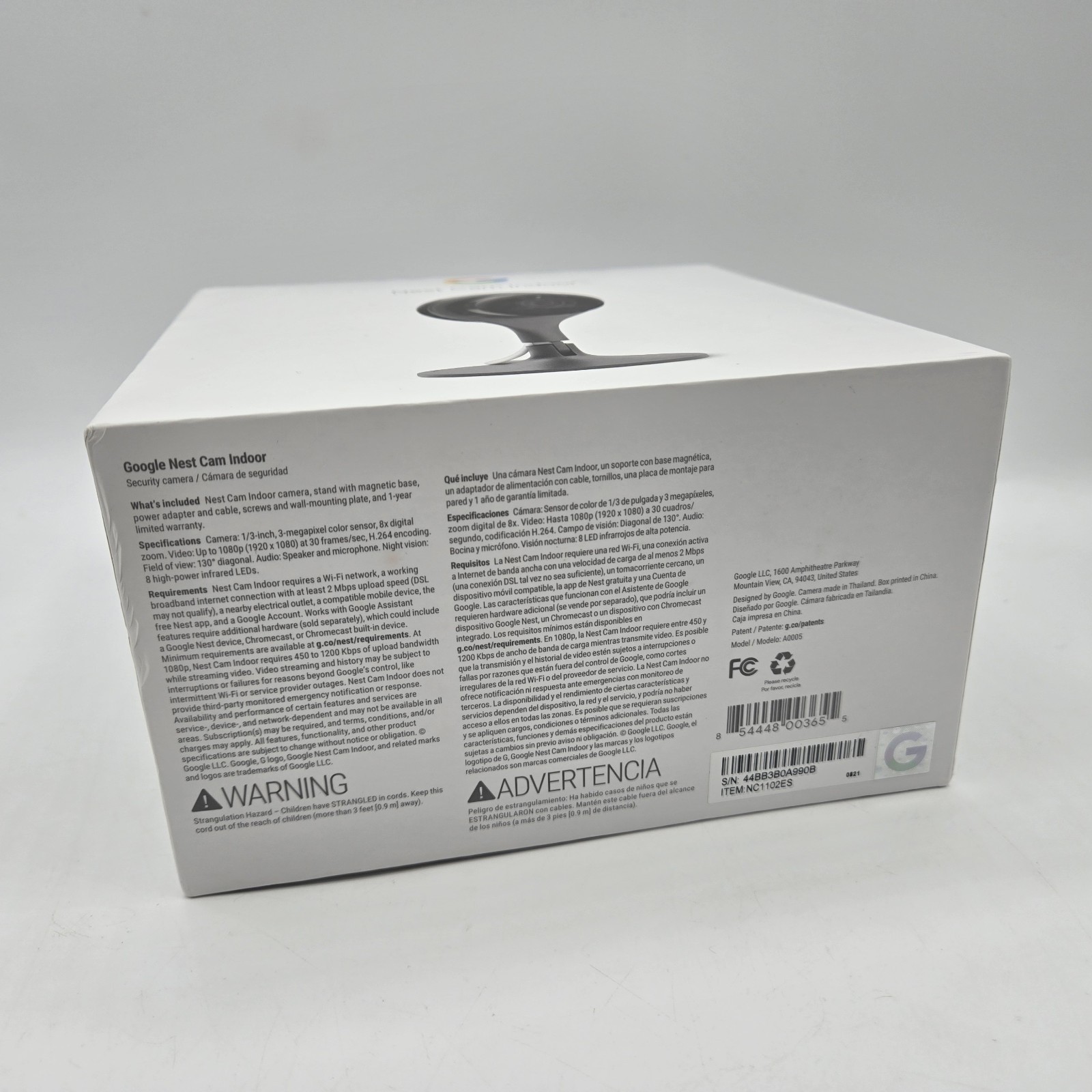 New Open Box Google Nest A0005 NC1102ES Cam Indoor Security Camera 1st Gen – NIB