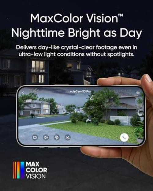 eufyCam S3 Pro Solar Camera Outdoor Wireless, MaxColor Night Vision, 4-Cam Kit