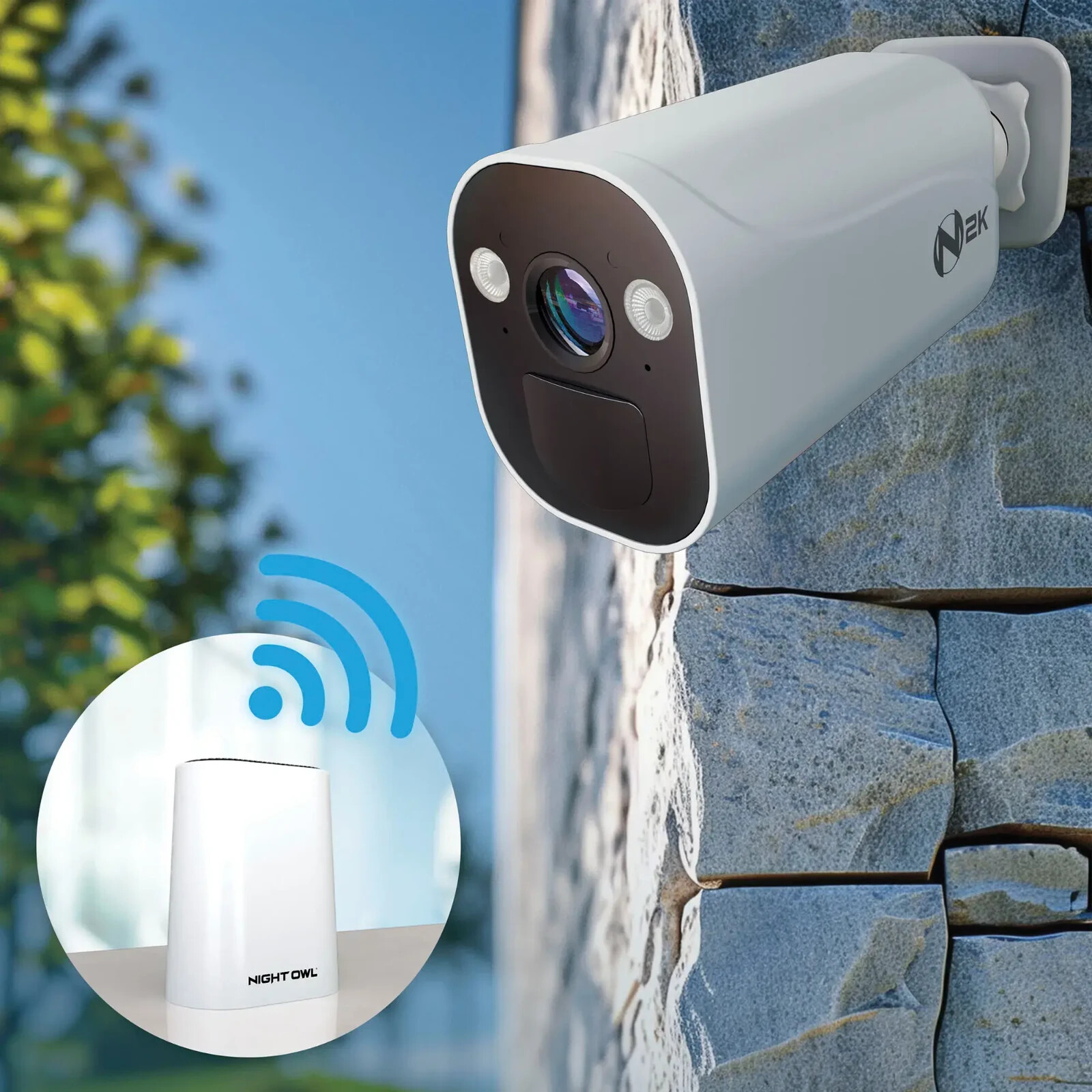 Night Owl 8 Channel 4 Camera Indoor Outdoor Wire Free 2K 64GB Security System