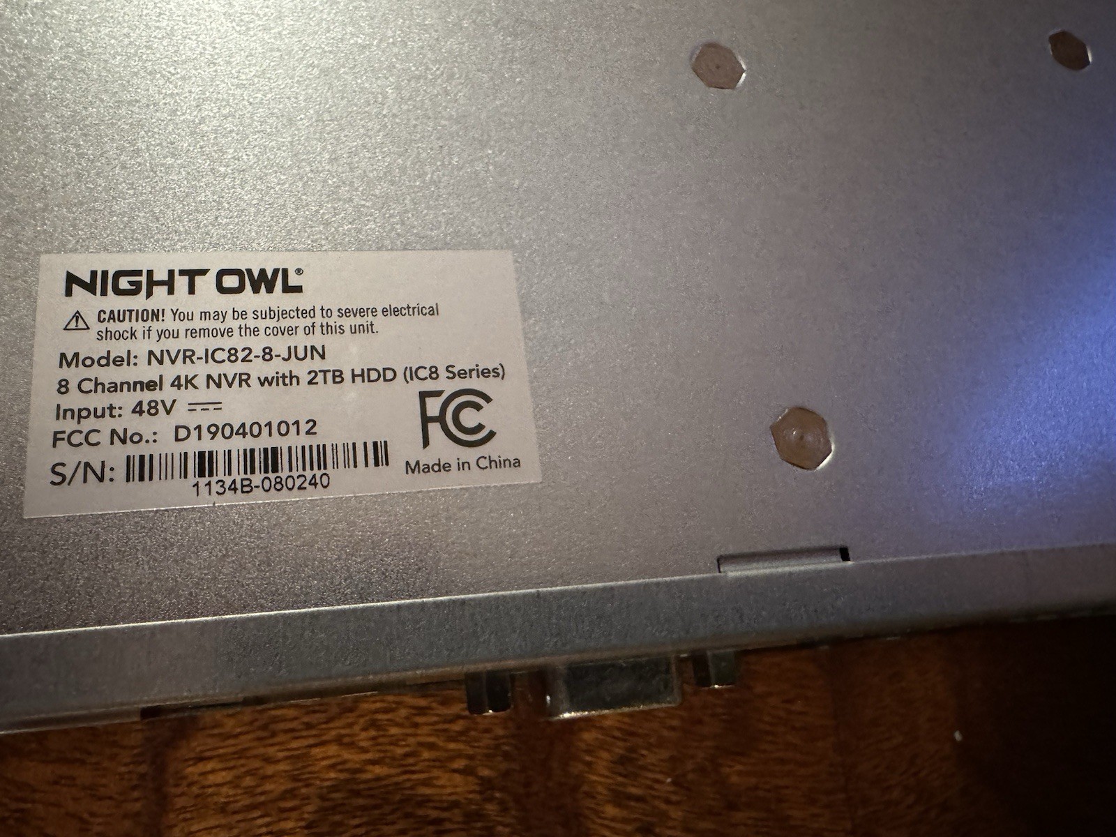 4k Night Owl NVR -ic82-8-jun 2tb Six Cw-ic8-bu-1s Cameras Full Security System.