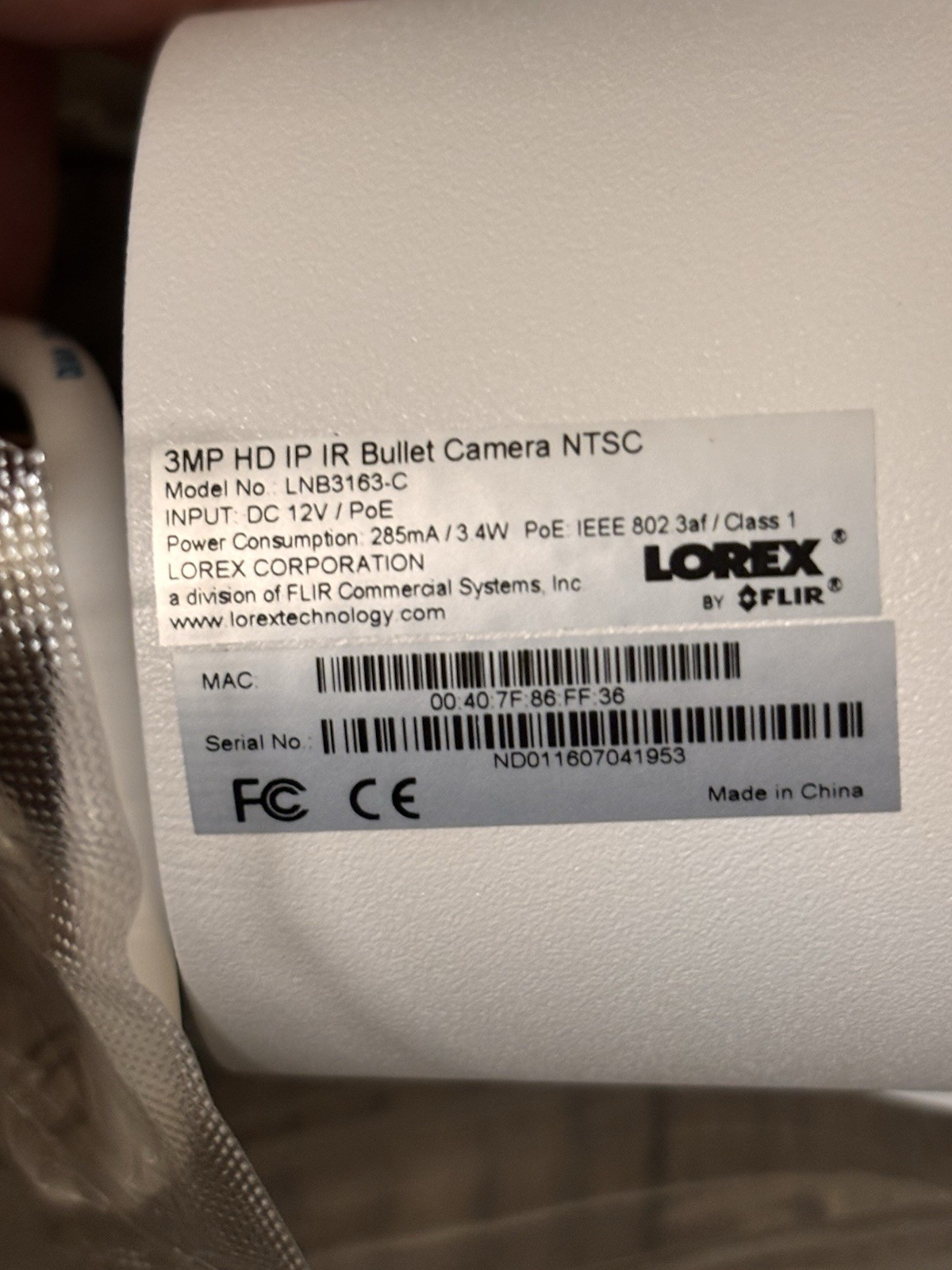 Lorex LNB3163-C 3MP HD IR Bullet Security Camera – 1 Camera Only
