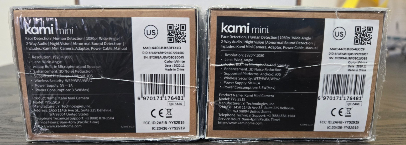 2 New Kami Mini Indoor Security Camera Face Detection 2 Way Audio 1080P IR Night