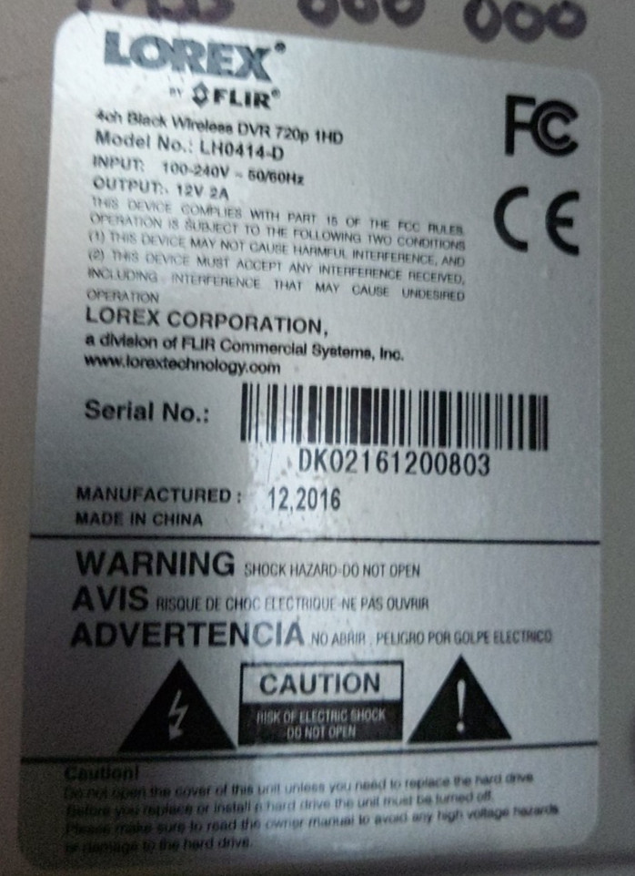 Lorex 720p security system 4 cameras lh0414-d