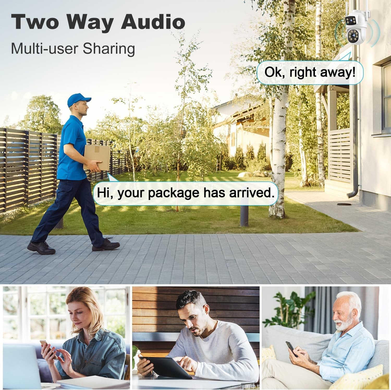 4MP WiFi Camera Dual Lens Wireless PT Camera Outdoor 360° Security Camera System