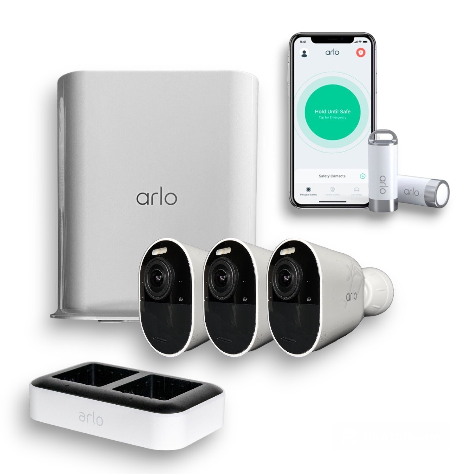 Arlo Ultra 2 4K 3 Camera Smart Security System with Color Night Vision and Audio