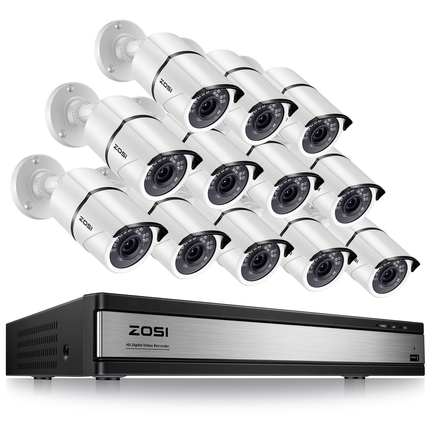 ZOSI 16CH H.265+1080P Home Security Camera System 5MP Lite DVR Instant Alert IR