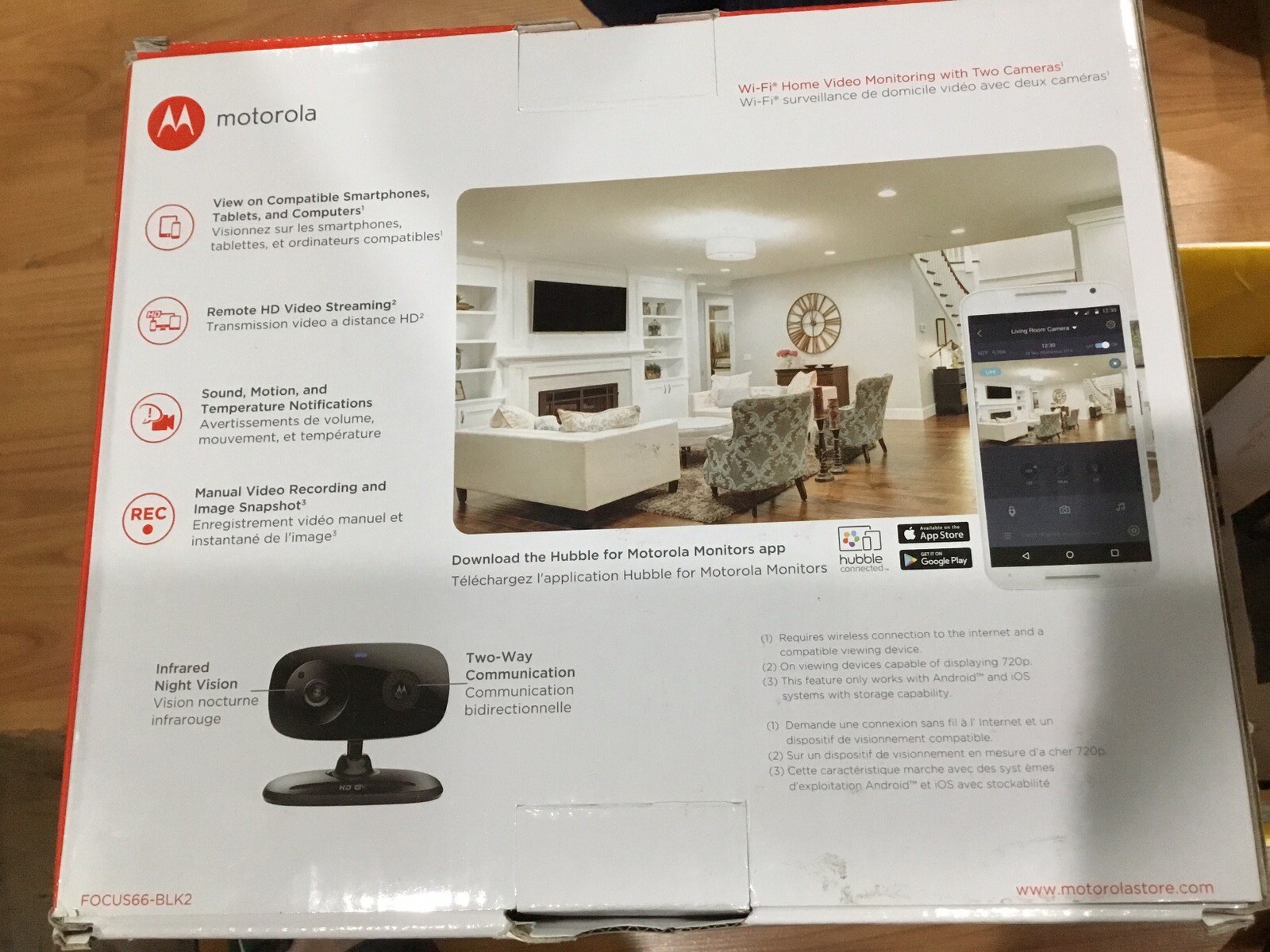 2X Motorola Focus66 Wifi HD Home Baby Monitoring Security Camera with Hubble