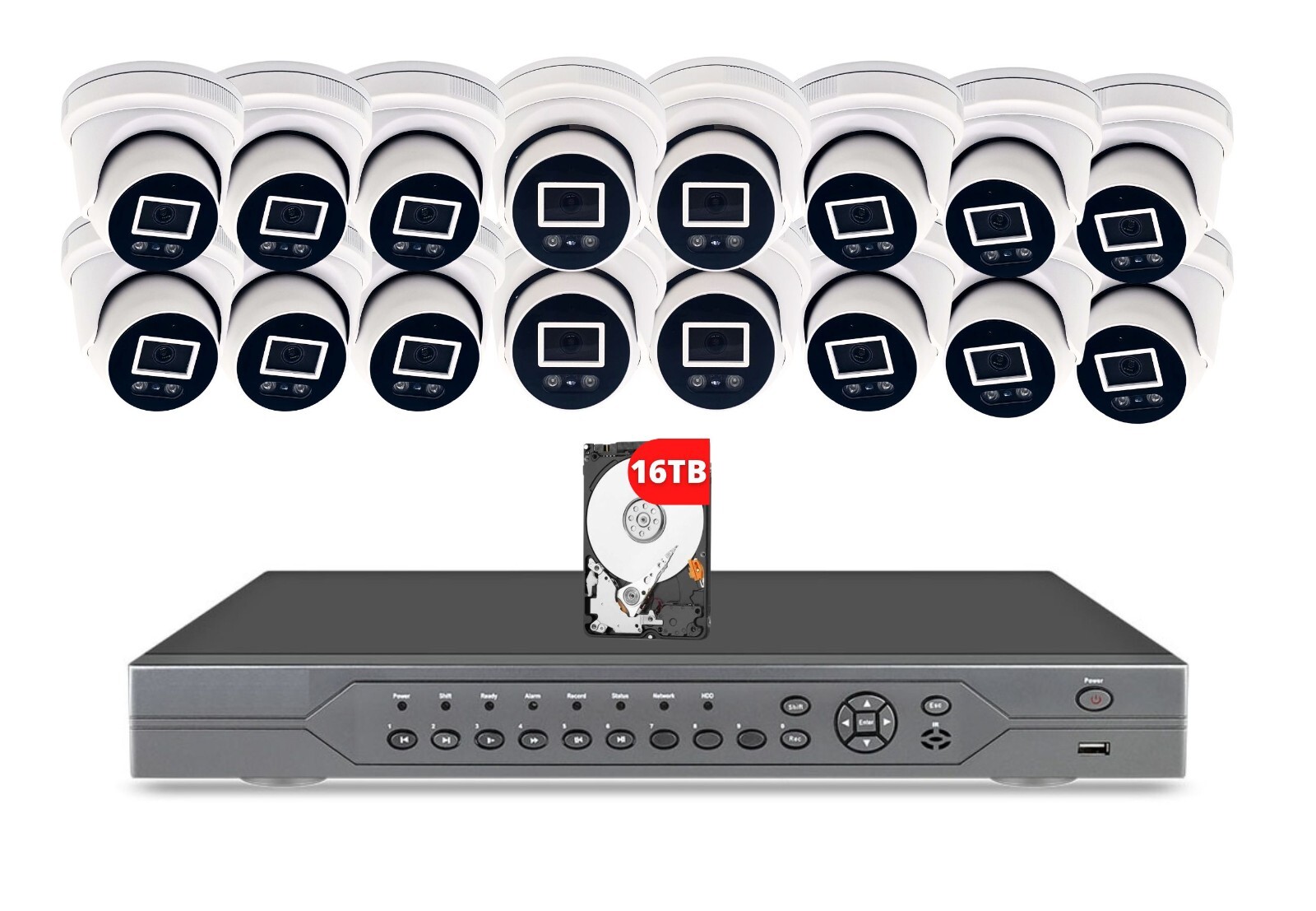 16 Channel 16TB HDD 4K 8MP H.265 NVR PoE IP 16 Security Camera System with Audio