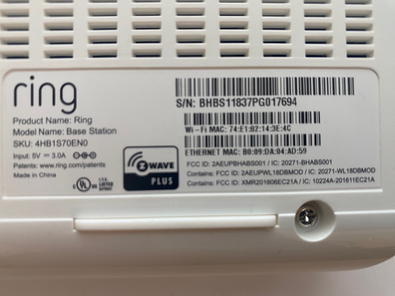 Ring Alarm Base Station (1st Gen) (4HB1S7-0EN0)