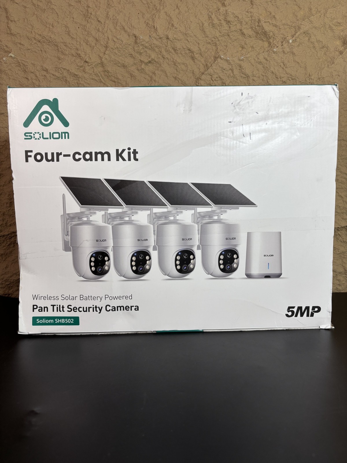 Soliom SHB502 Four-Cam Kit 5MP Wireless Solar Pan Tilt Security Cameras HomeBase