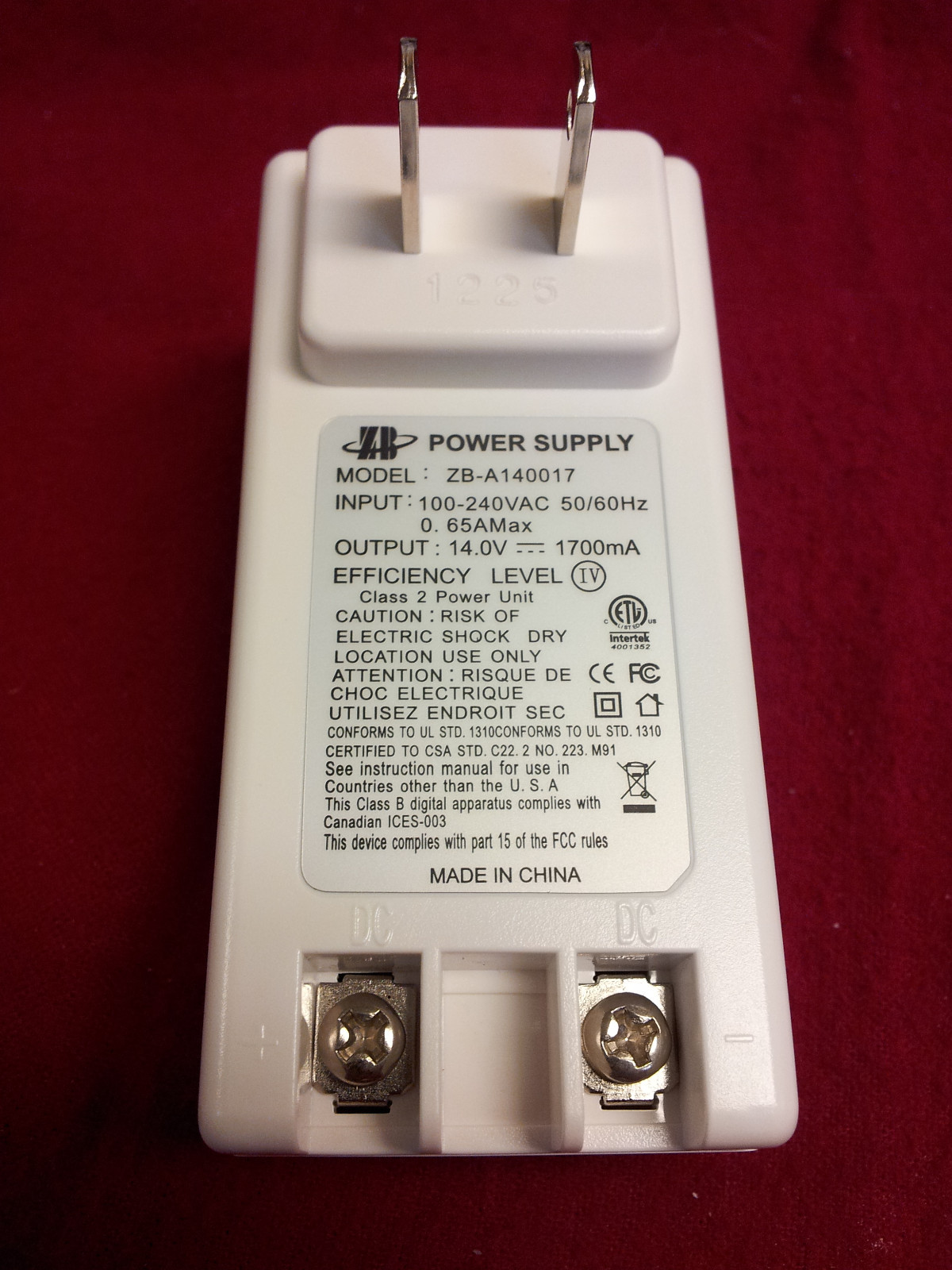 2GIG-AC1 Replacement Power Supply Transformer 14.0V – 1700mA