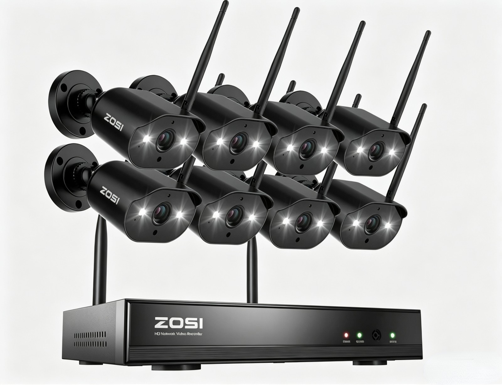 ZOSI 8CH CCTV NVR 2K Outdoor Security WiFi IP Camera System 100ft Night Vision