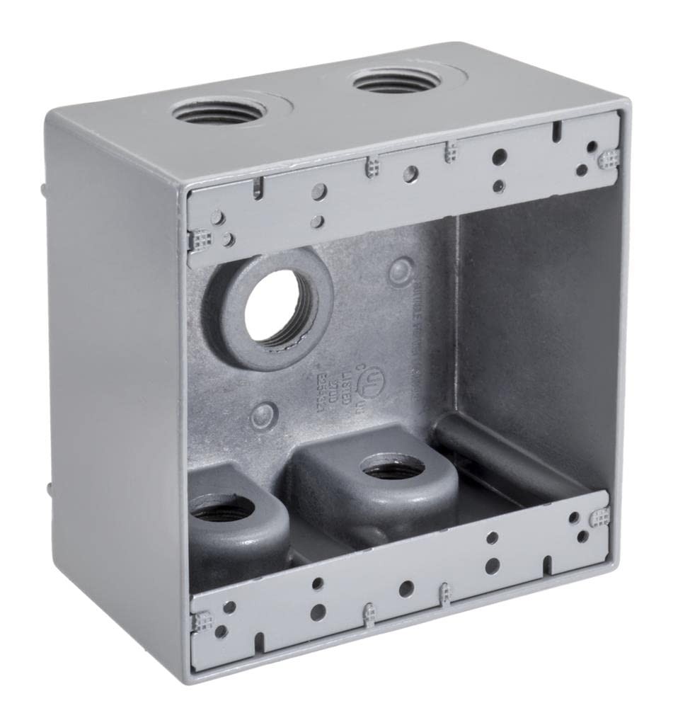 Topaz WDB25100 1″ 5 Hole Double Gang Deep Weatherproof Box, Gray 1″,