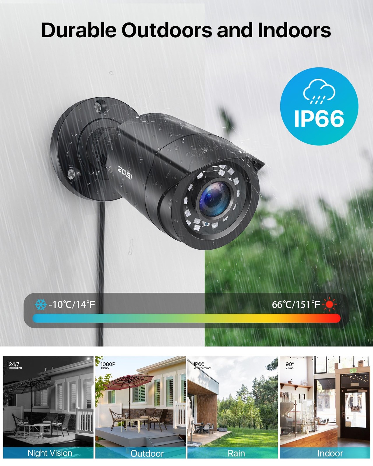 2.0MP 1080p 1920TVL Outdoor Indoor Security Camera,Hybrid 4-in-1 TVI/CVI/AHD/…