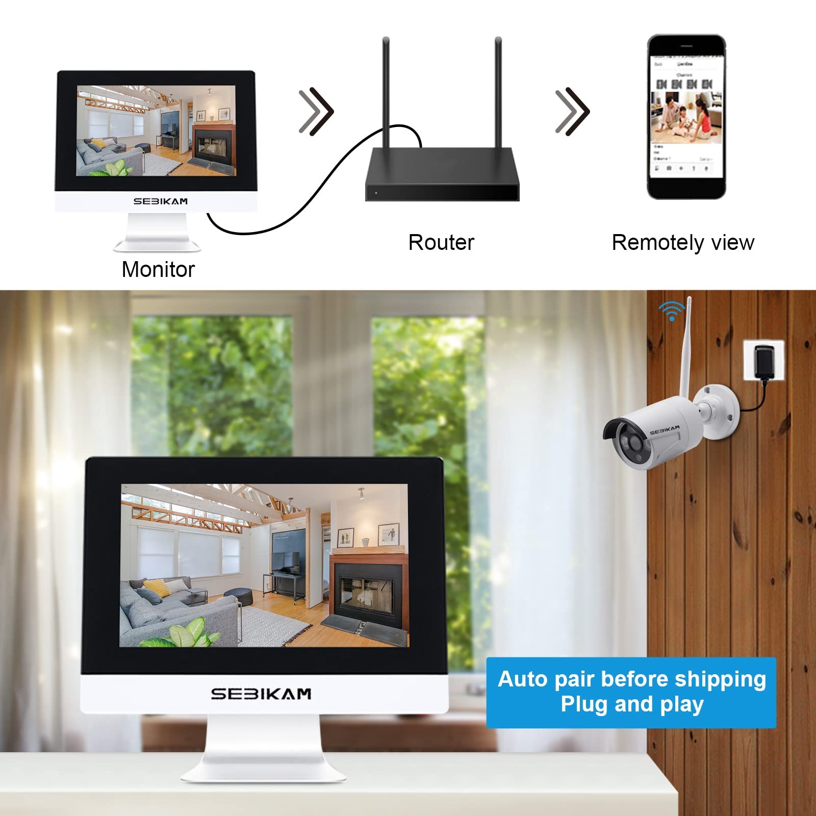 Wireless Security Camera System with 10.1″ Monitor, 4PCS 3MP/2K HD Cameras | …