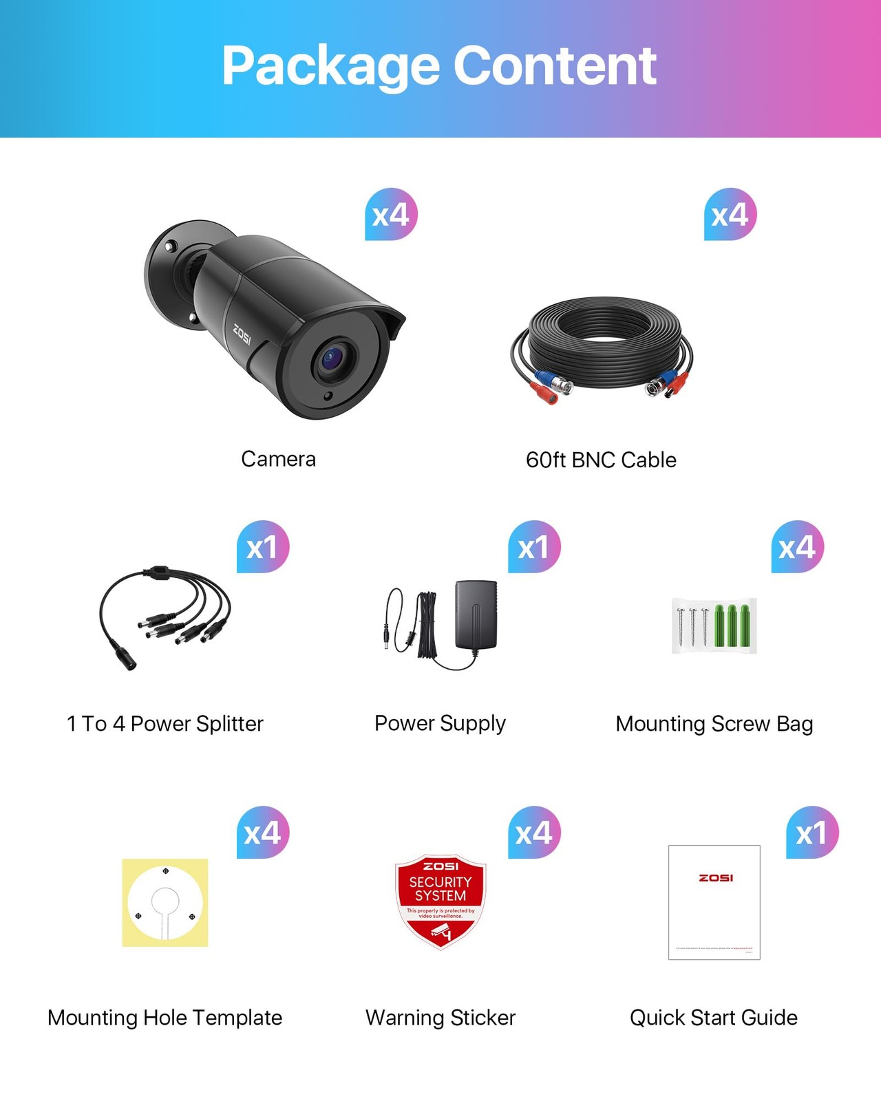 4 Pack 1080p Home Security Cameras with Audio Recording,Built-in Microphone,2…