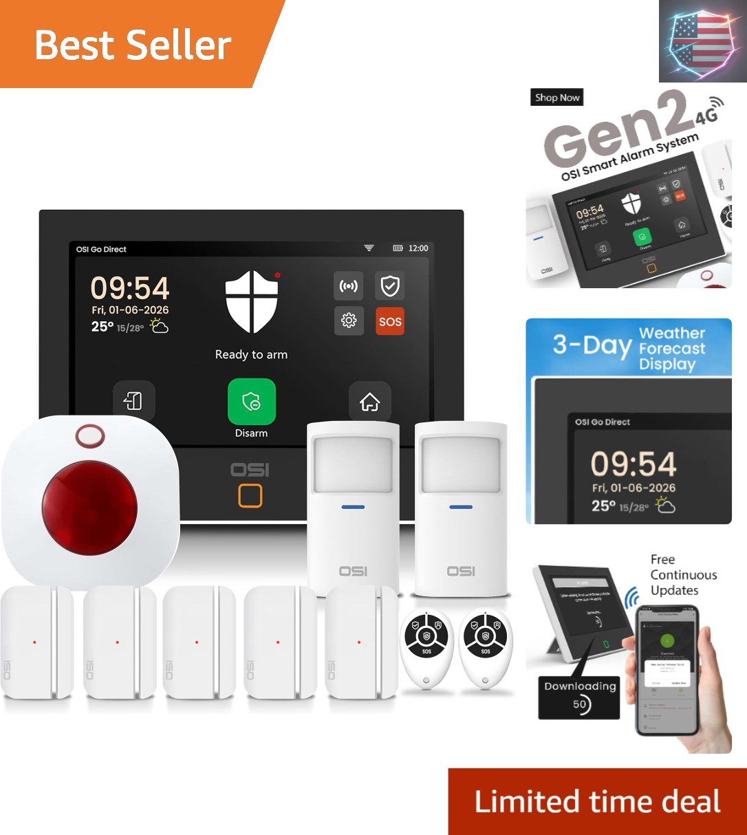 Alarm System for Home Security Gen 211 piece. DIY, Touch Screen, Motion Detec…