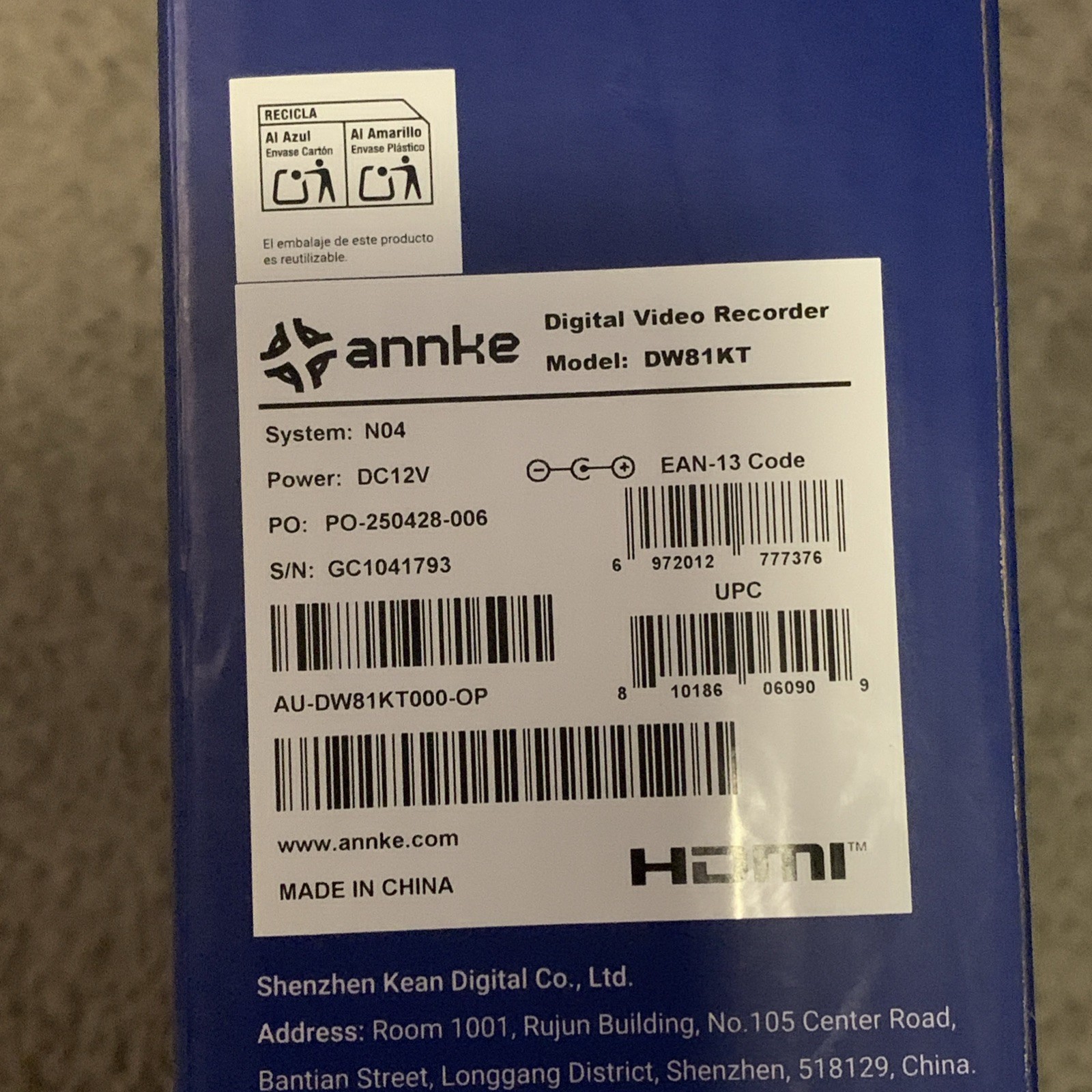 ANNKE H.265+ 8CH DVR Video Security Camera System 3K Lite Recorder no hard drive