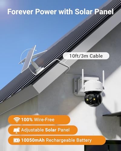 2.5K Add-on Battery Powered Wireless Outdoor Camera with Solar Panel,