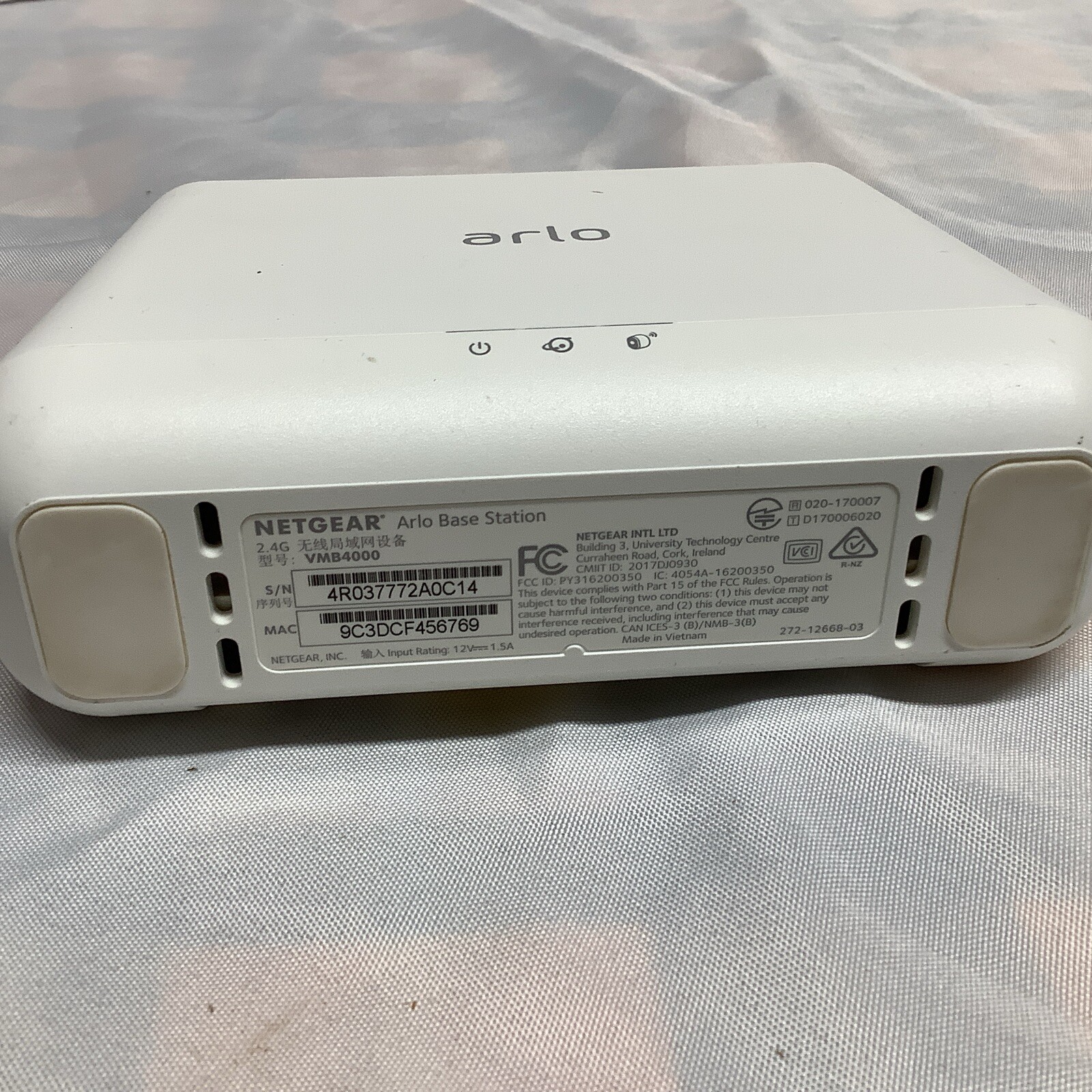NetGear Arlo Pro VMB4000 Wireless Security Camera Base Station w/ AC Adapter