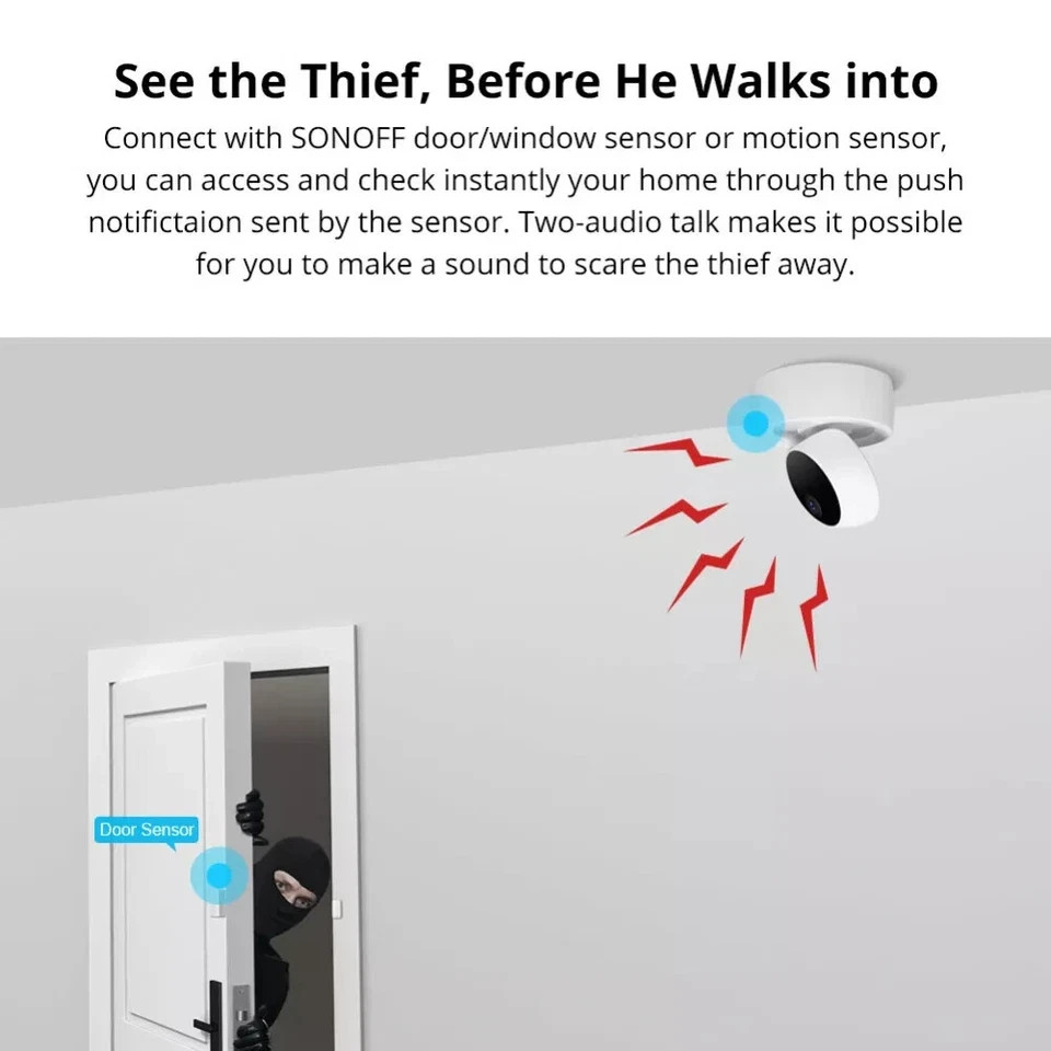 SONOFF GK-200MP2-B 1080P HD IP Security camera WiFi motion detector 360°