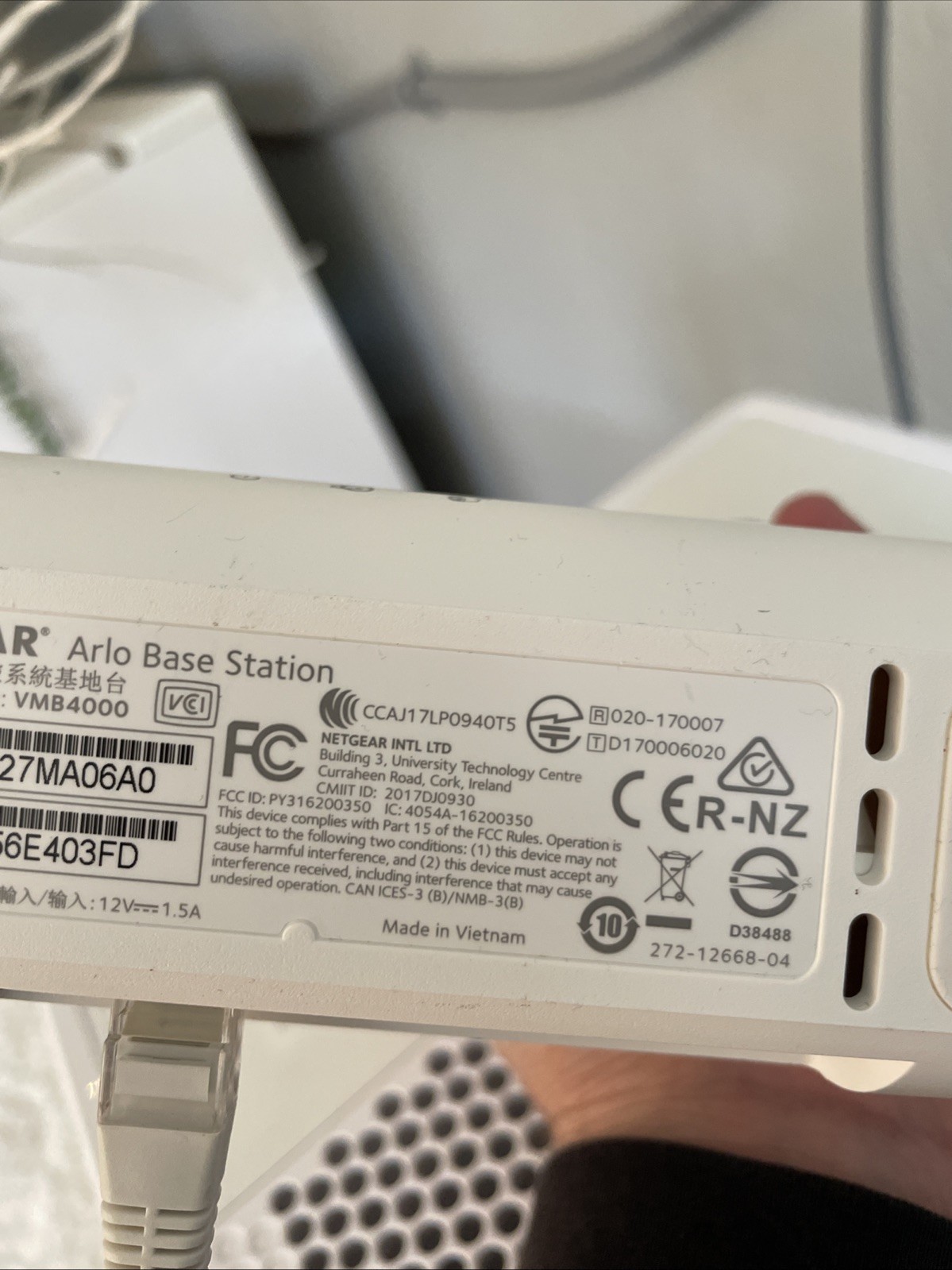 Arlo NETGEAR VMB4000 Base Station Tested With Power Cord