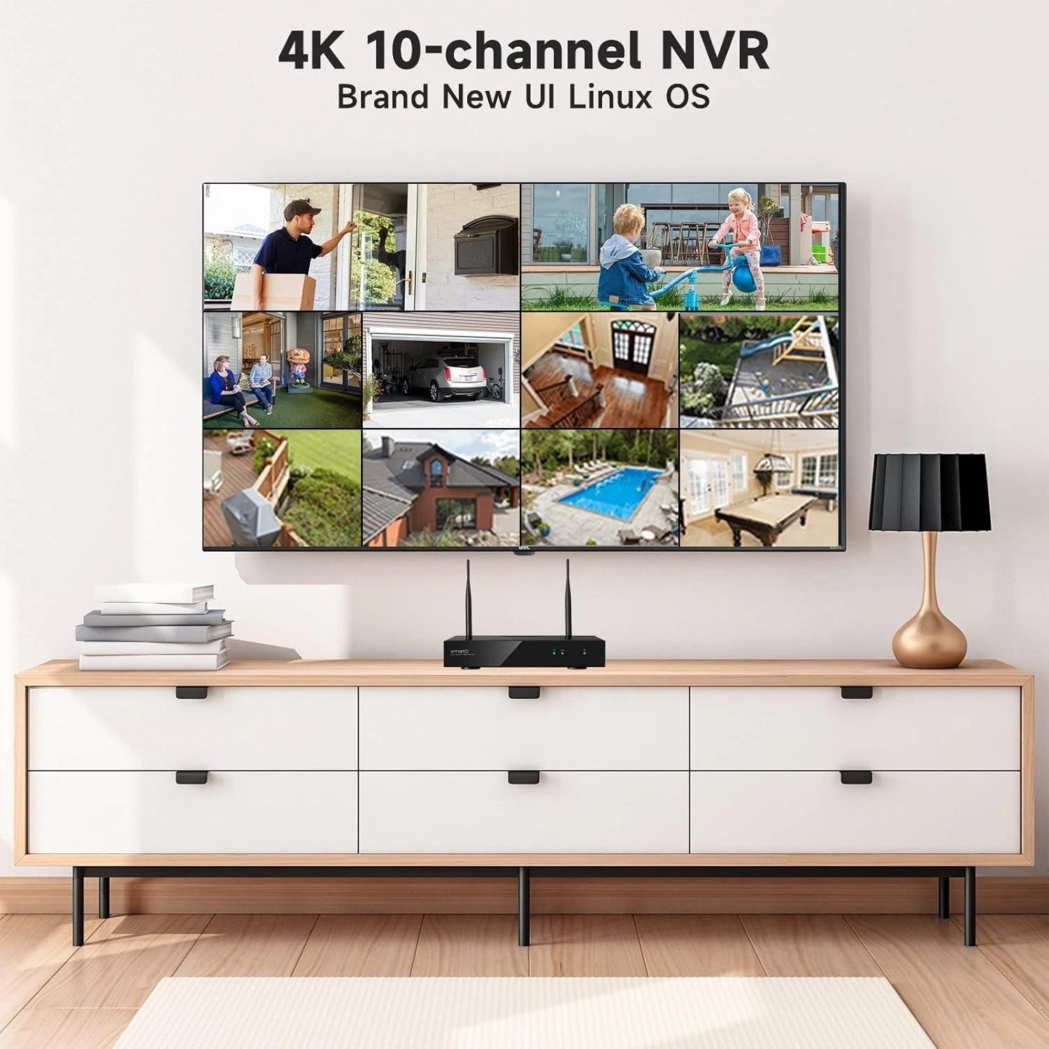 10-Ch 4K WiFi 6 NVR | Long Range Dual-WiFi | No Fees//