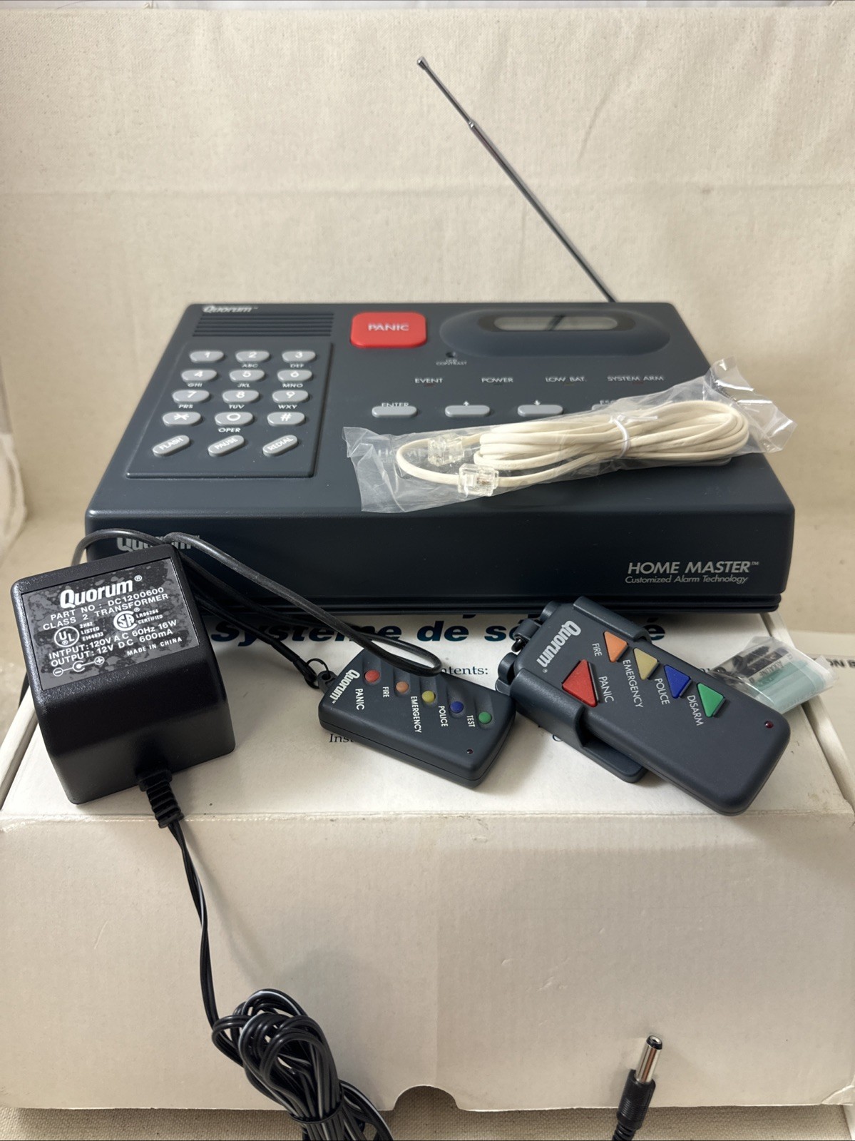 Quorum Home Master HM-100 Security System with remote , cassette , AC adapter