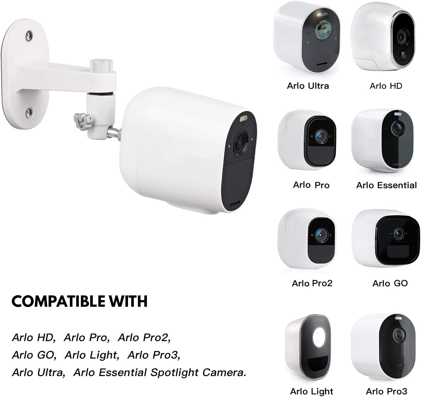 2Pack Security Wall Mount for Arlo Pro/Pro2/Pro3/Pro4/Ultra/Ultra2/Essential Spo