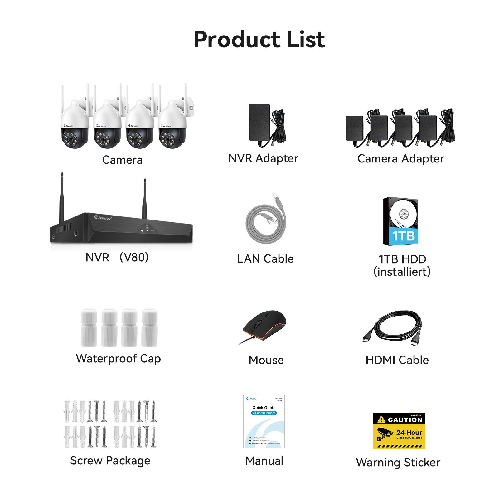 5MP PTZ IR Night Vision Security Camera System 10CH NVR WiFi Outdoor 100ft 1TB