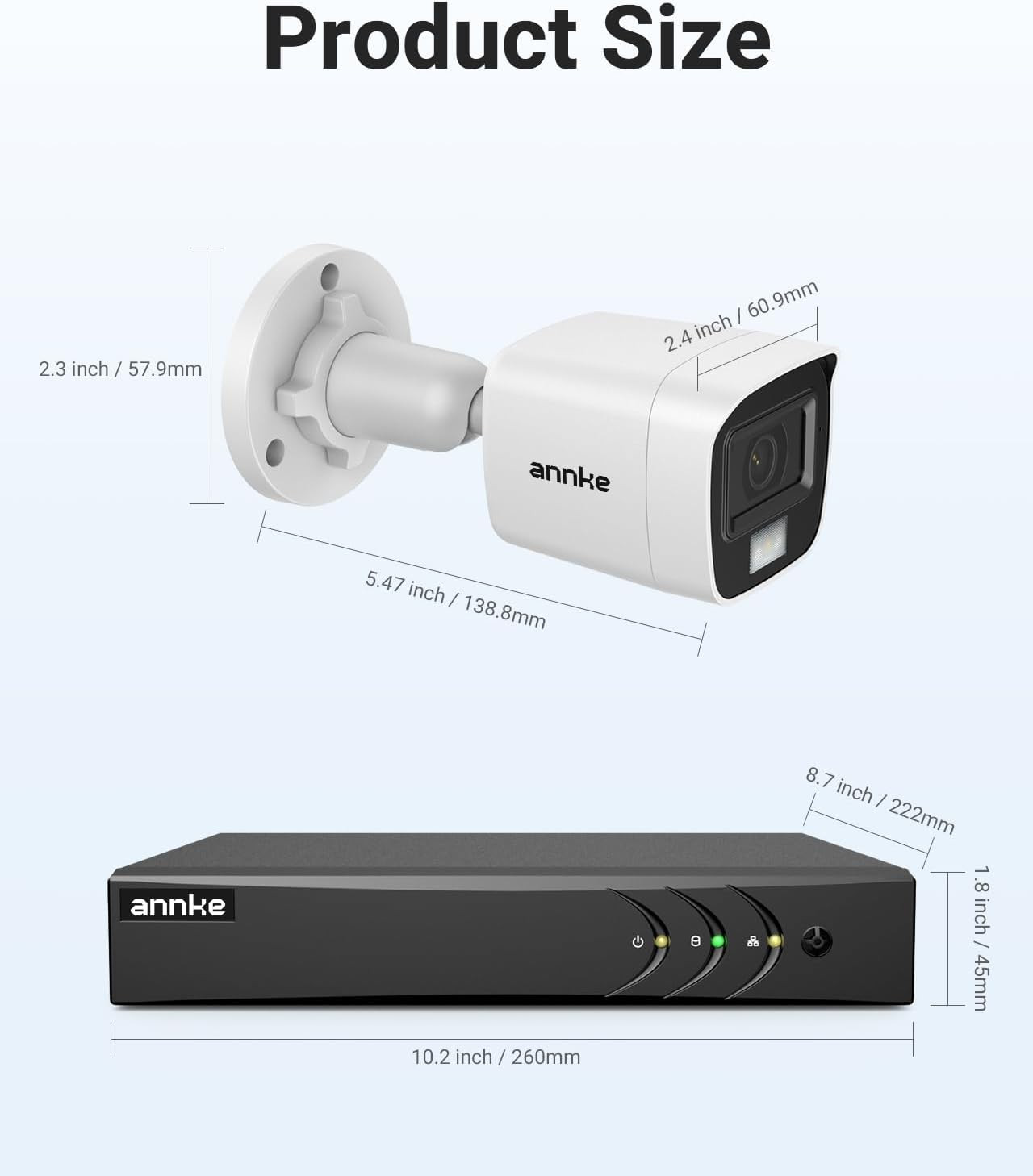 Home Wired Camera Security System with Audio, 8CH 3K Lite H.265+ AI DVR with 1 T