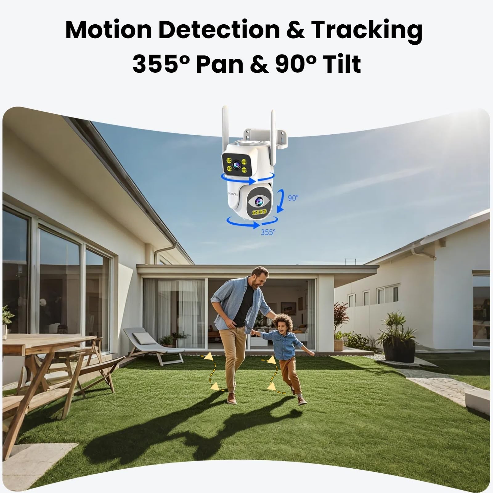 EKOLVOSK Dual-Lens 4G Cameras for Home Security, Pan/Tilt camera 1pack