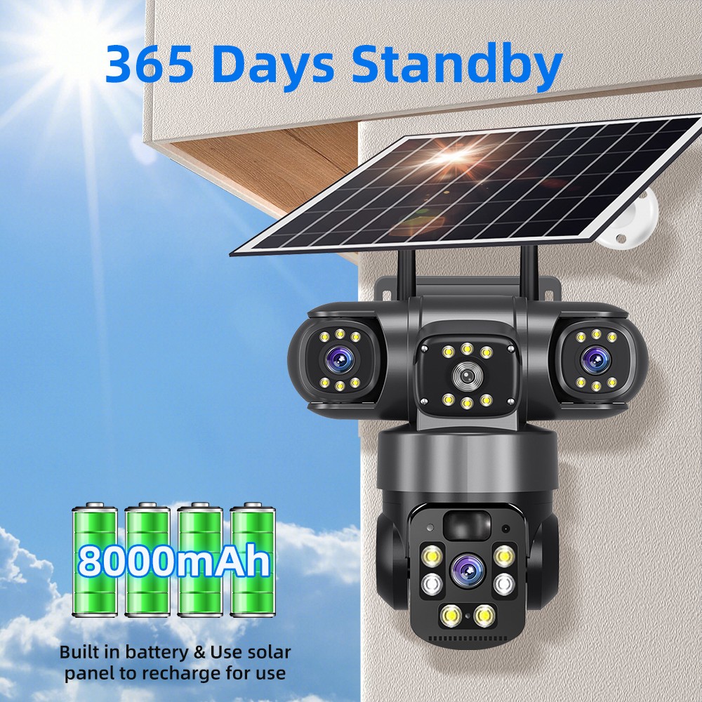 12MP Solar Battery Powered Home Security Camera Outdoor Wifi Wireless PTZ CCTV
