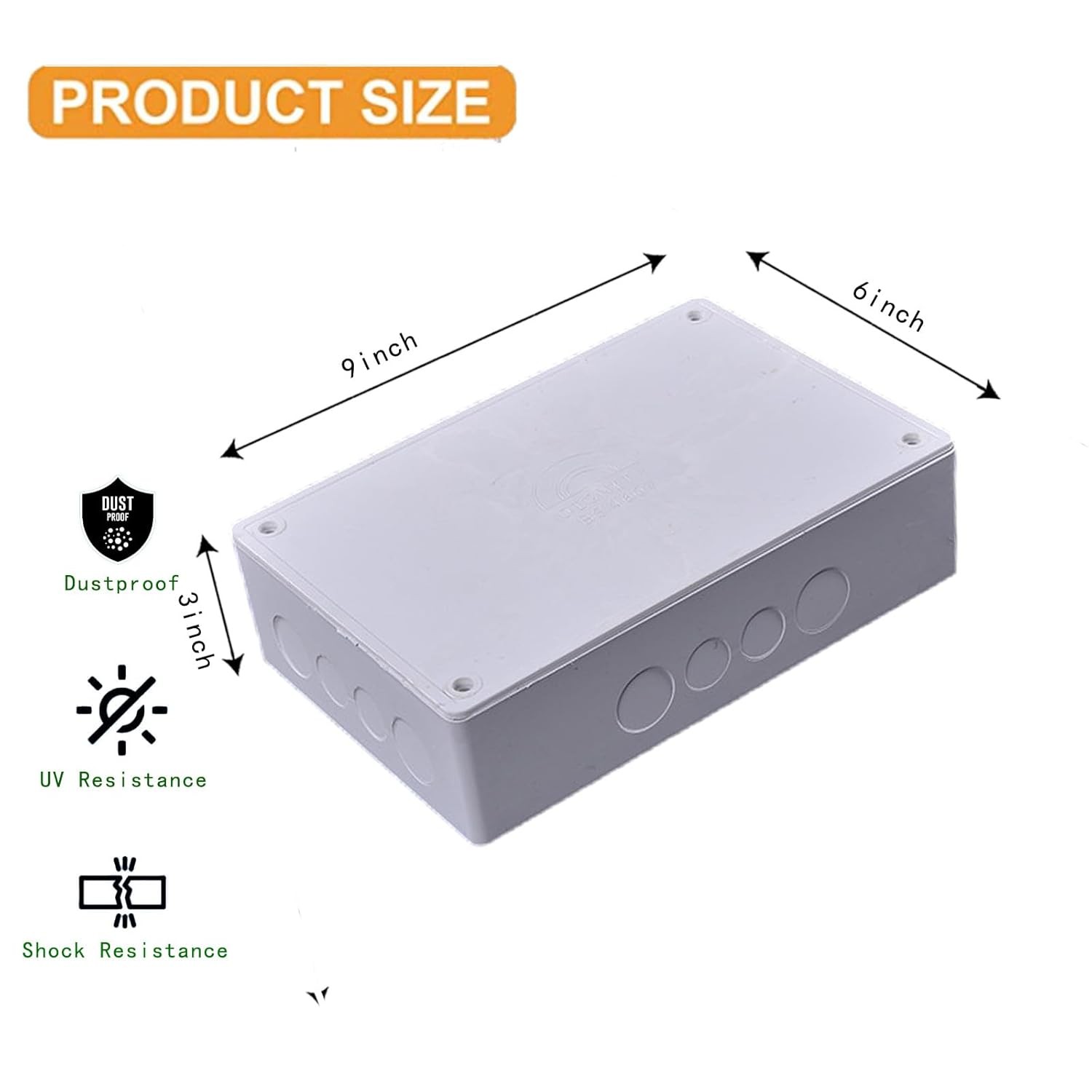 9″ x 6″ x 3″ PVC Plastic Junction Box with Pre Molded 3/4″ & 1″ Punch white