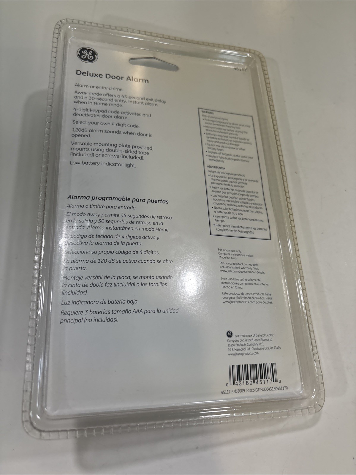 GE Deluxe Wireless Door Alarm (alarm/chime) (45117) Easy-Install NEW