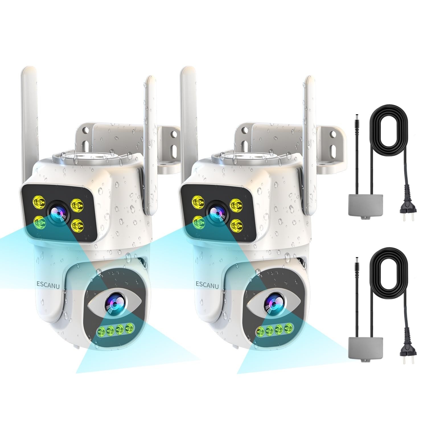 Outdoor Security Camera WiFi PTZ Dual Lens 2K Night Vision Auto Tracking