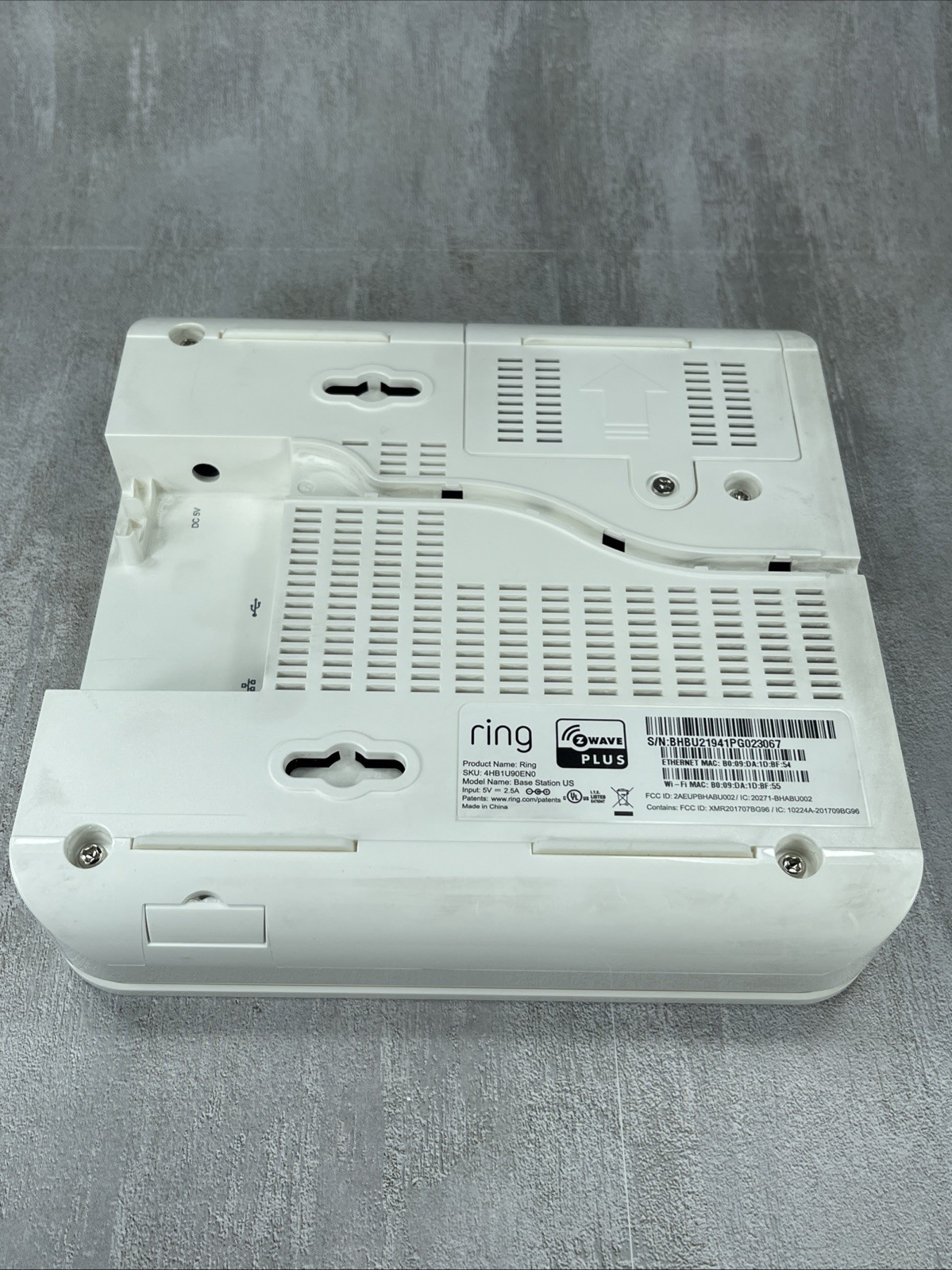 RING Z WAVE PLUS 4HB1U90EN0 Alarm System Base Station w/ Power Supply & Keypad