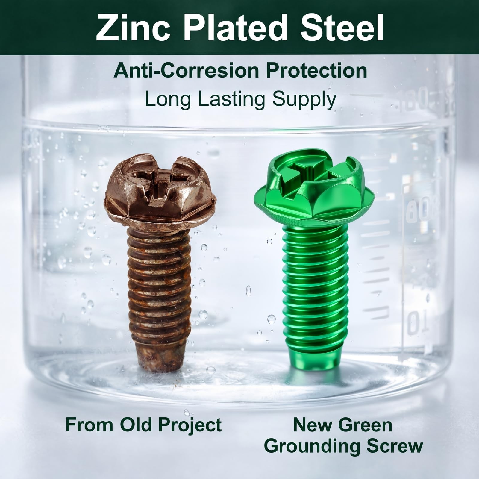 Tandefio 100 Pcs Ground Screws for Electrical Box, 10-32 x 3/8 3/8″, green