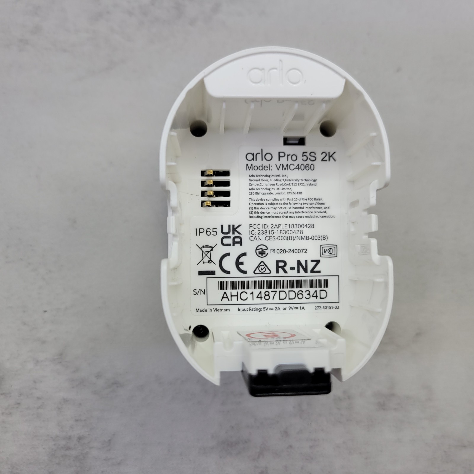 Arlo Pro 5S VMC4060 2K Add-on Spotlight Outdoor/Indoor Wire-Free Camera Battery