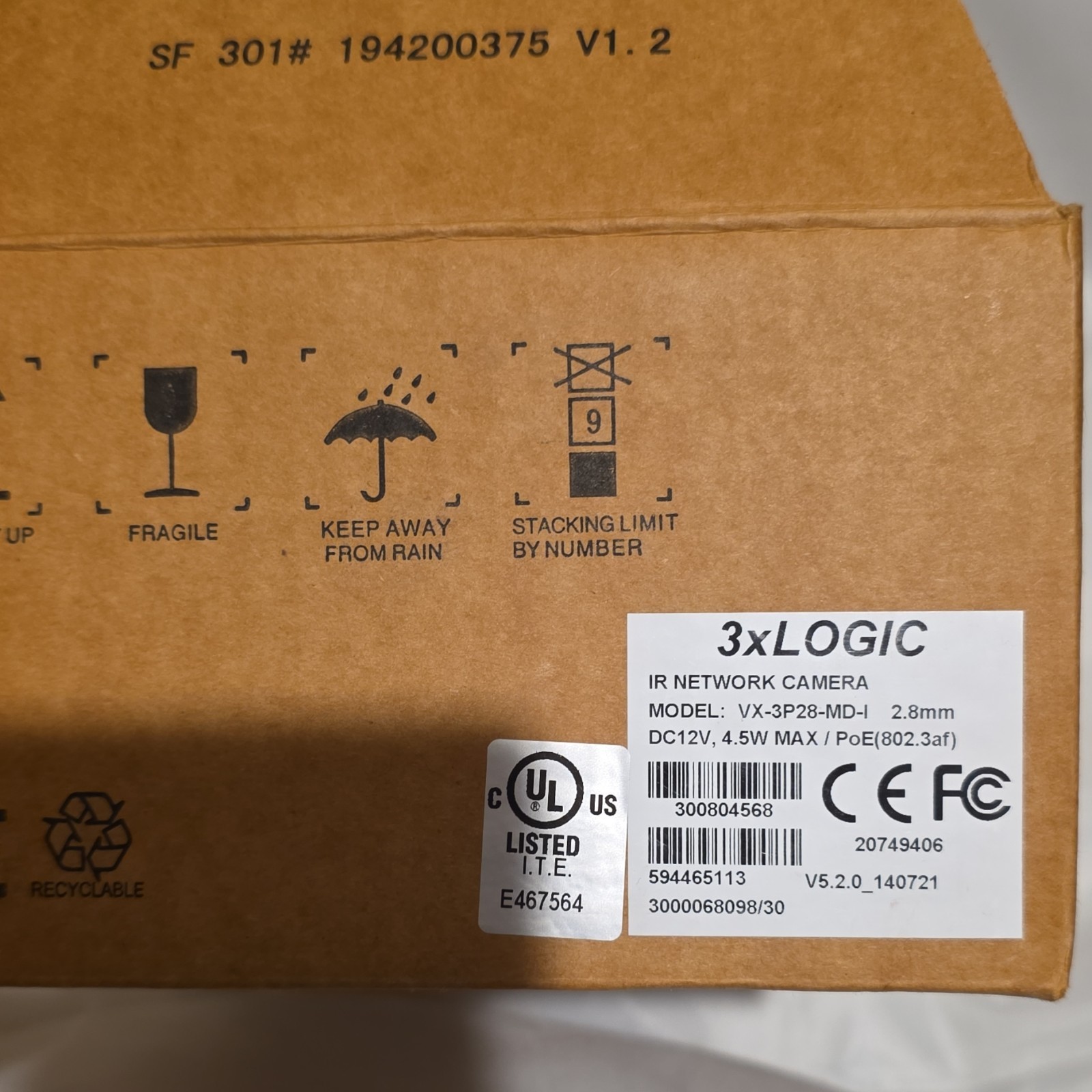 3xLOGIC VX-3P28-MD-I IR Network Camera 2.8mm PoE (802.3af) DC12V White