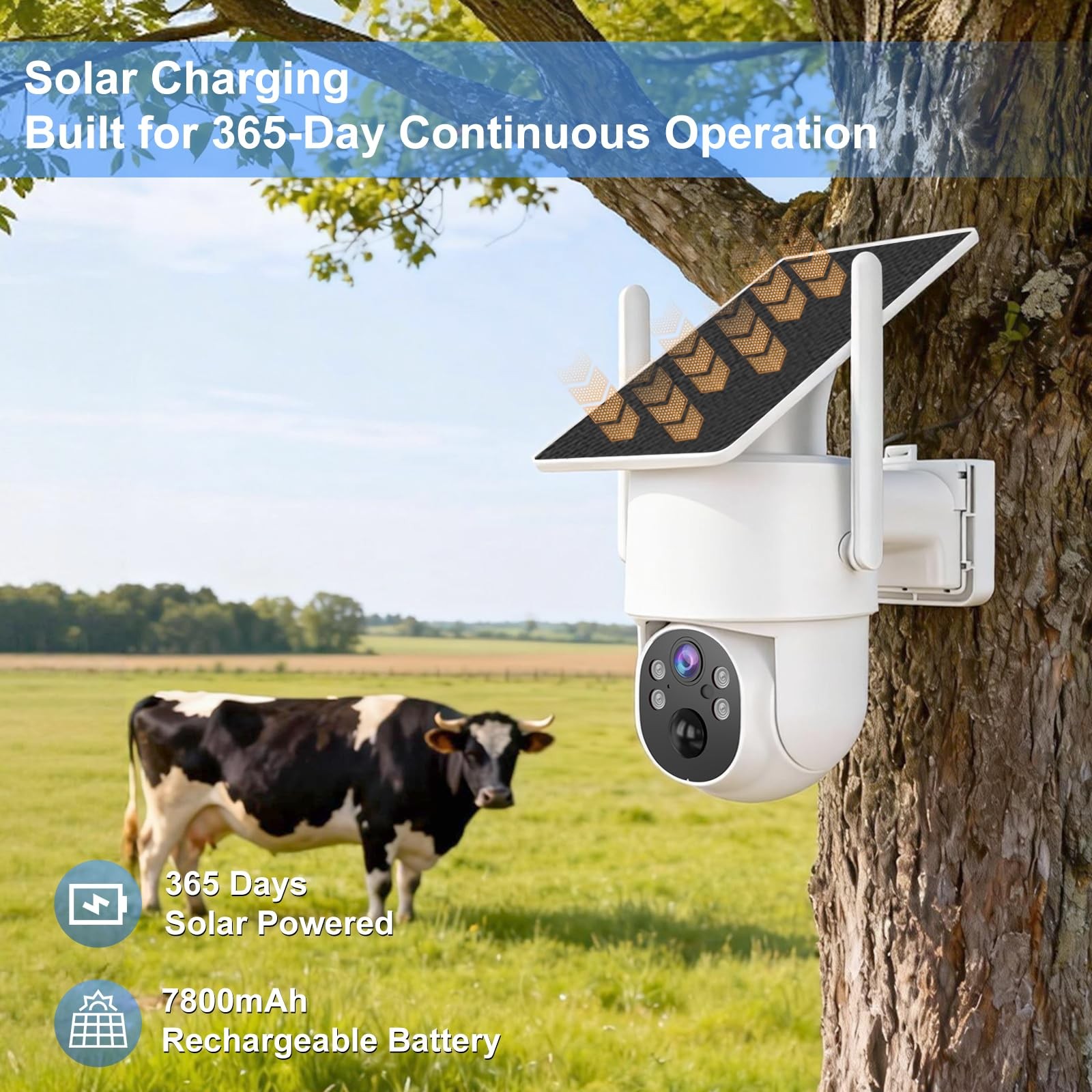 QUTHZZHY 4G LTE Cellular Security Camera Outdoor Wireless, 365-Day Free White