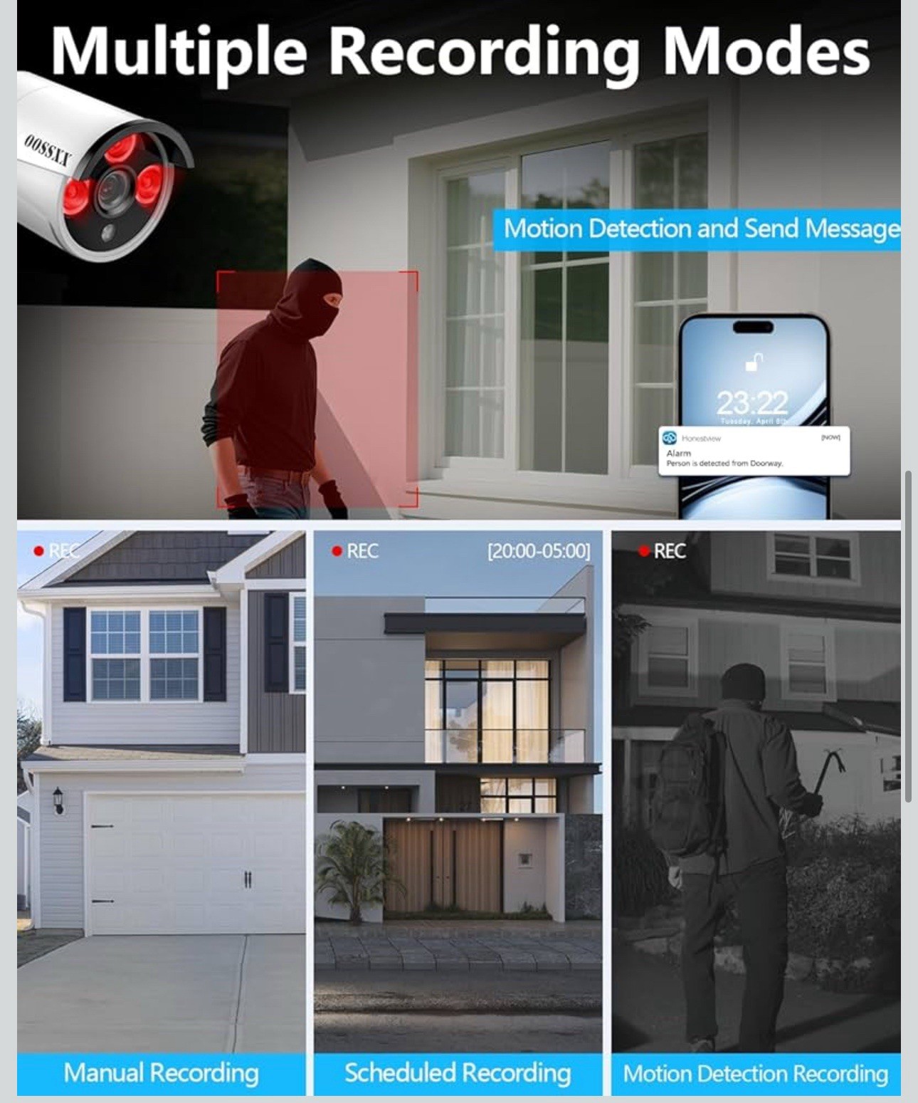 (2026 Update) Wireless Security Camera System, 10CH Wifi NVR with 8 X 3MP Dual A