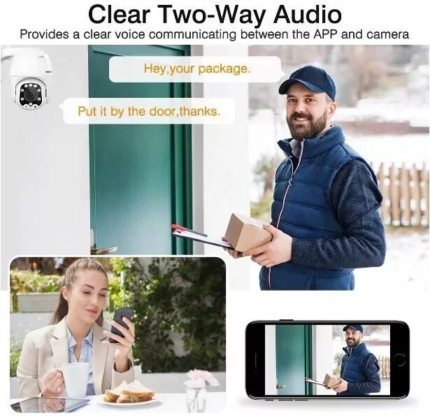 Floureon 5MP 1920P Pan Tilt Outdoor Waterproof WIFI Security Camera Remote View