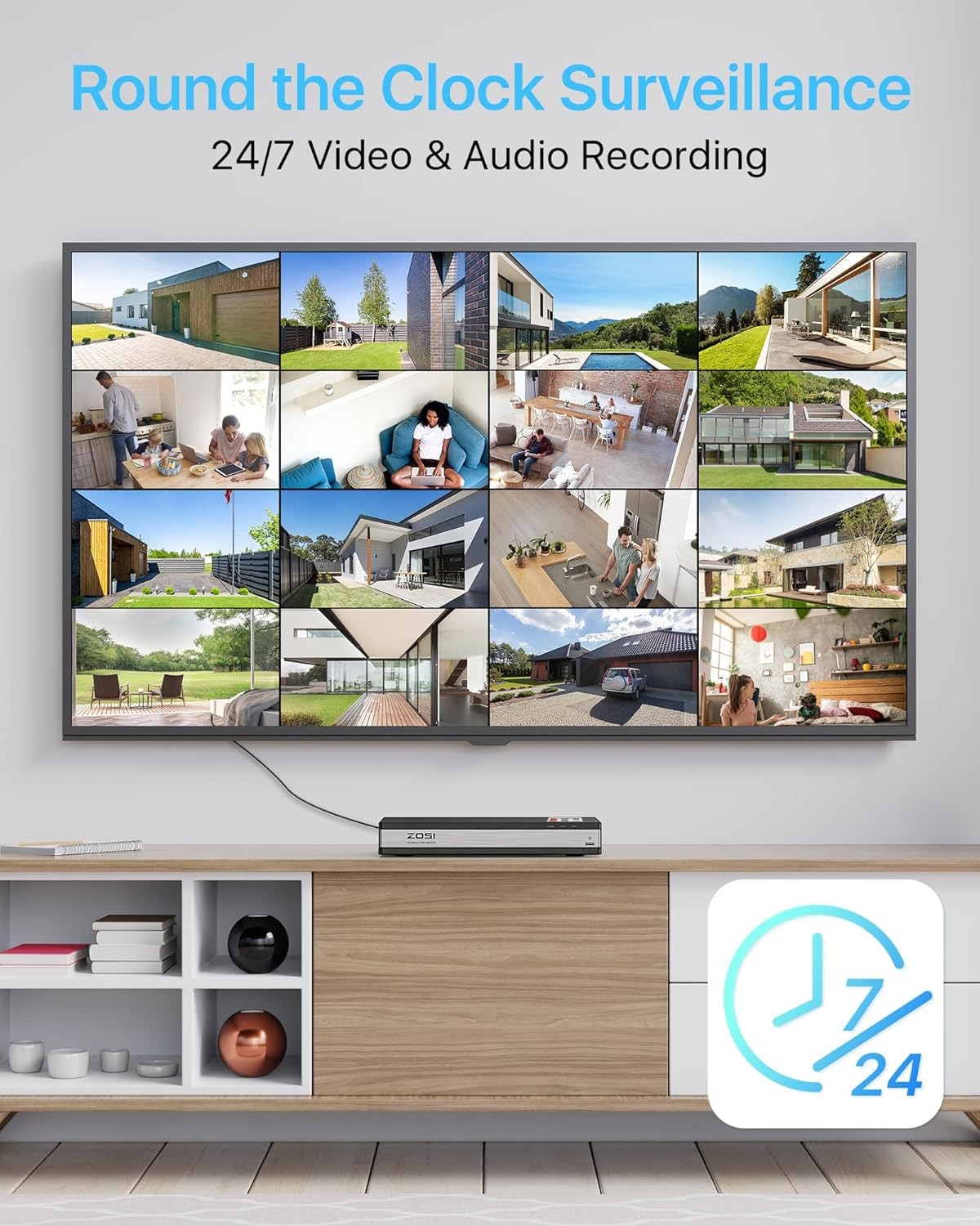 ZOSI 4K 8CH/16CH NVR 5MP/8MP POE Security Camera System IP Remote AI Car Detect