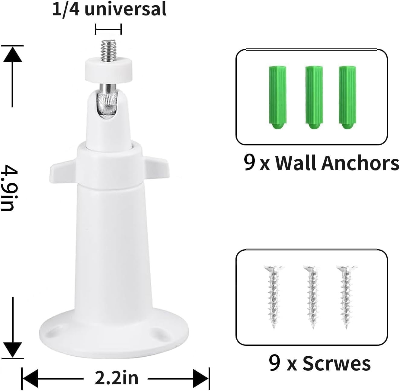 2 Pack Adjustable Wall Mounts for Arlo & Ring Cameras – Versatile Viewing Angle