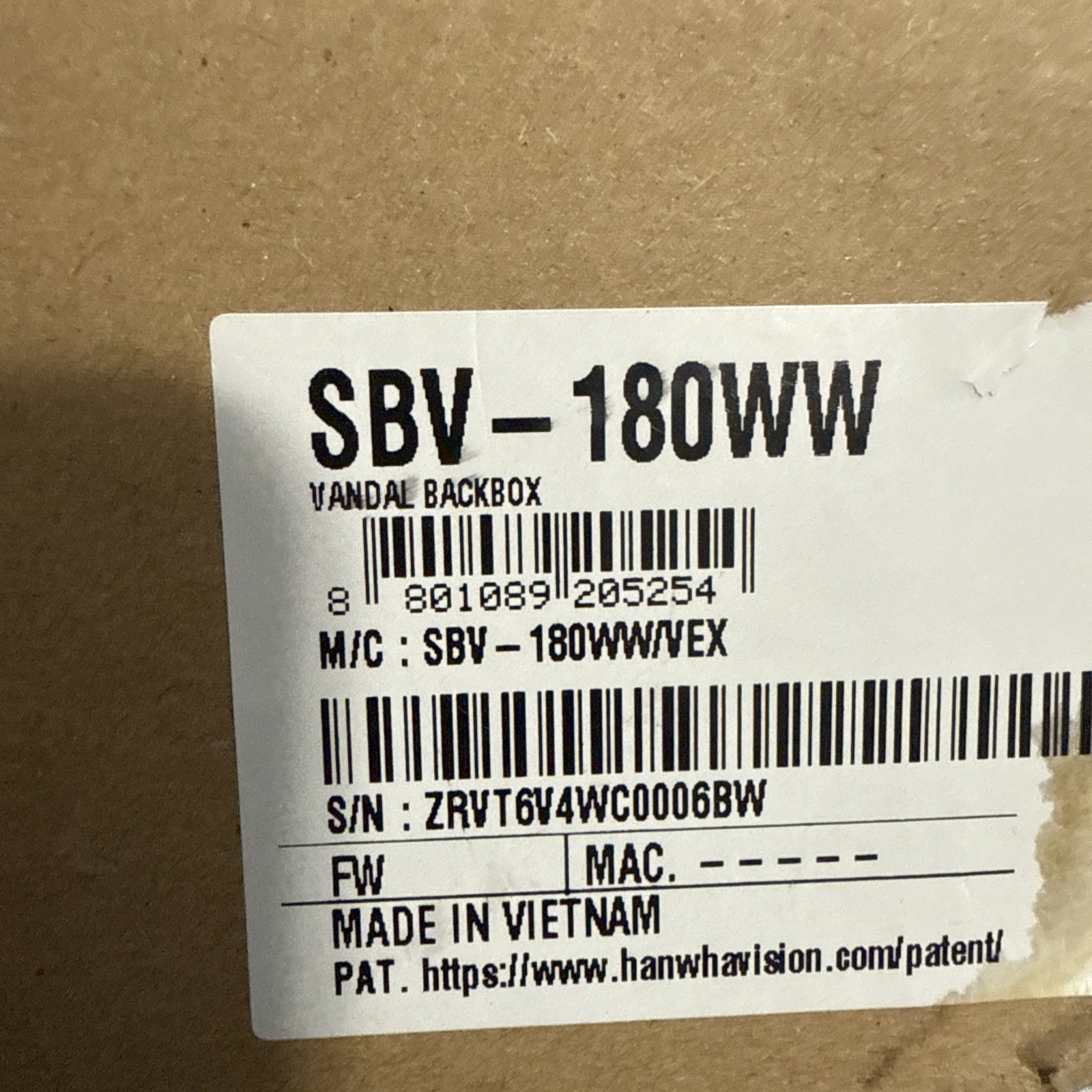 Hanwha Vision Co SBV-180WW