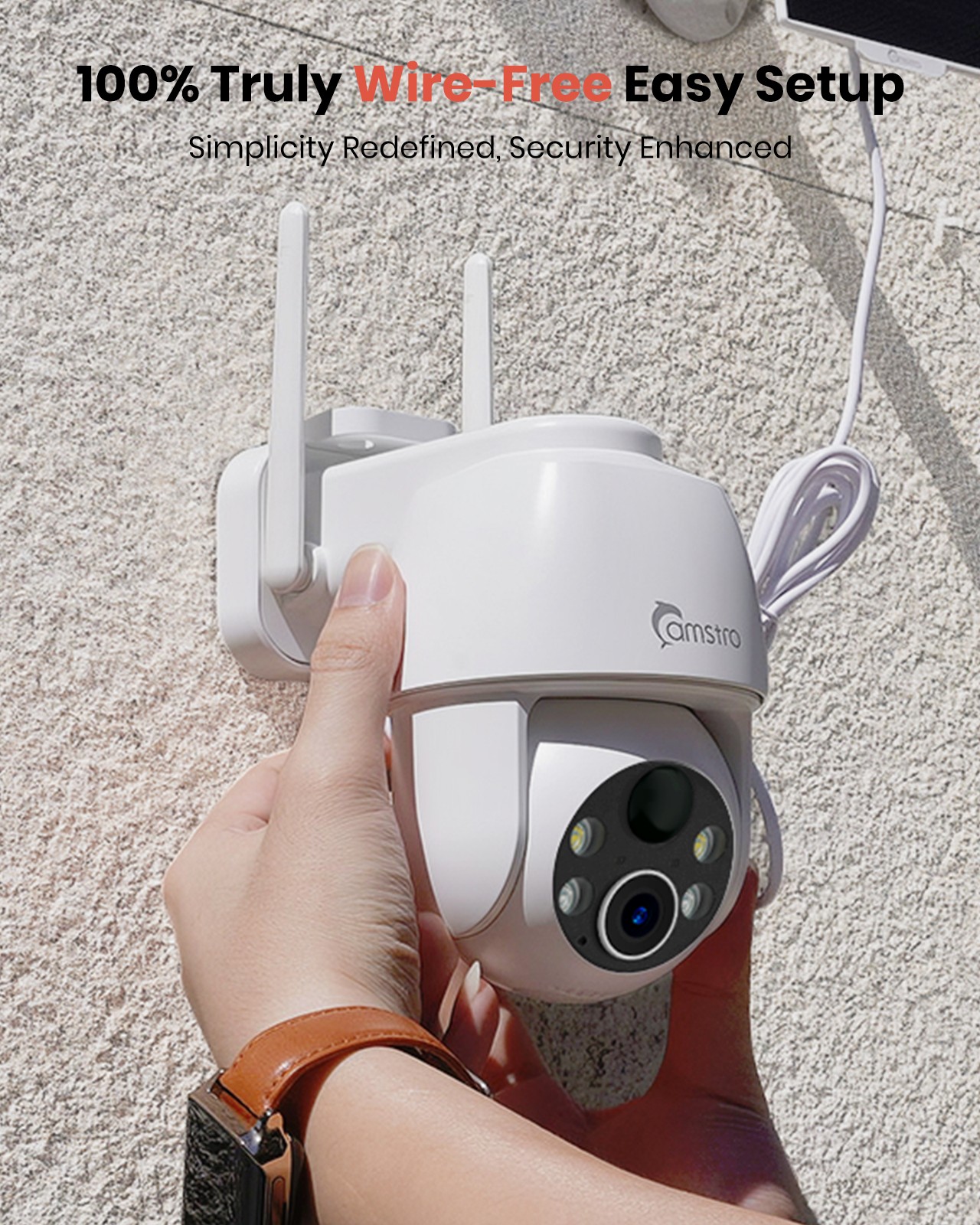CAMSTRO 3MP PT Wireless IP Security Camera Solar Battery Color Night 2 Way Audio