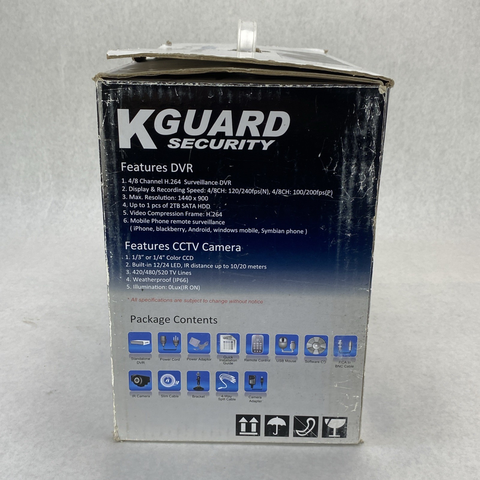 KGuard Security H.264 DVR Surveillance Combo Kit w/ 3 Cameras Kit-H02