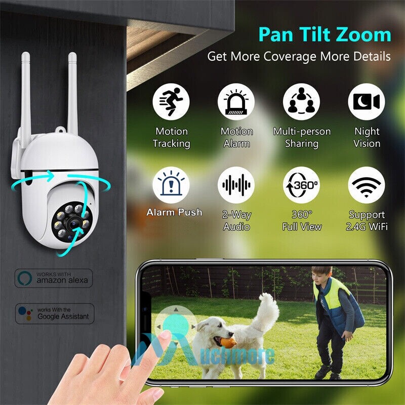 2MP 1080P HD Wifi IP Camera Pan/Tilt Outdoor Home Smart CCTV Night Vision IR Cam