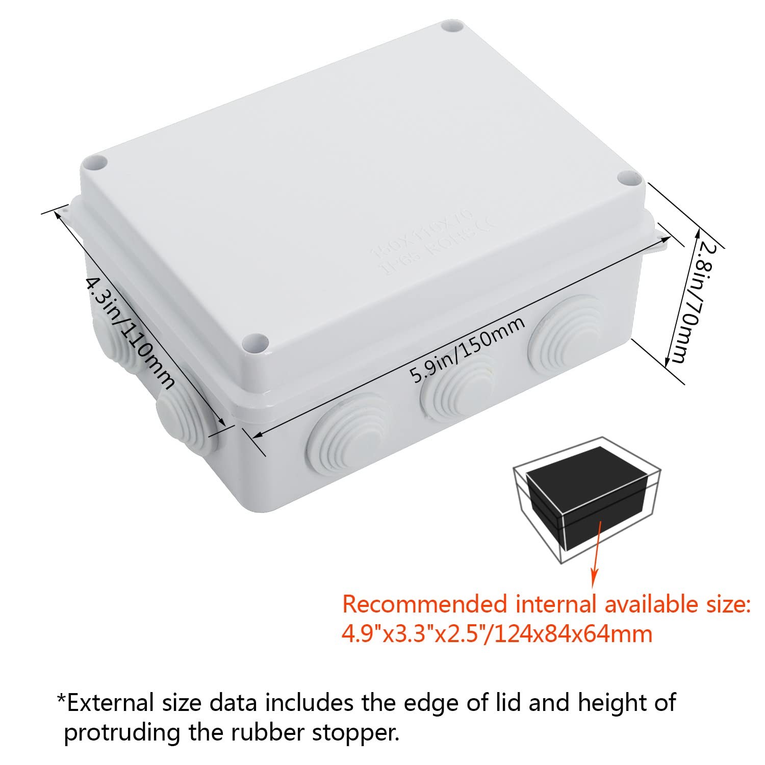 LeMotech ABS Plastic Dustproof Waterproof 5.9″ x 4.3″ x 2.8″ (2pc), White